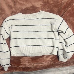 SHEIN White and Black Striped Sweater